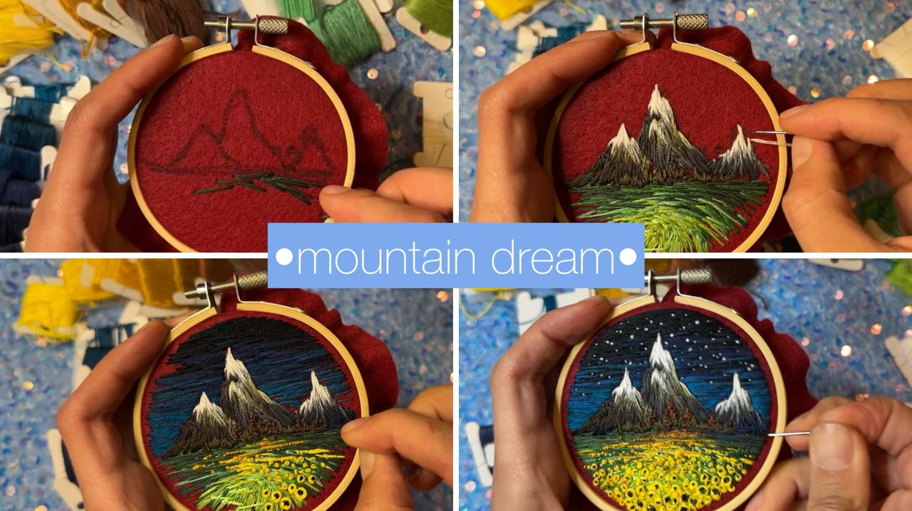 Full process of embroidery work •mountain dream• by Shimunia